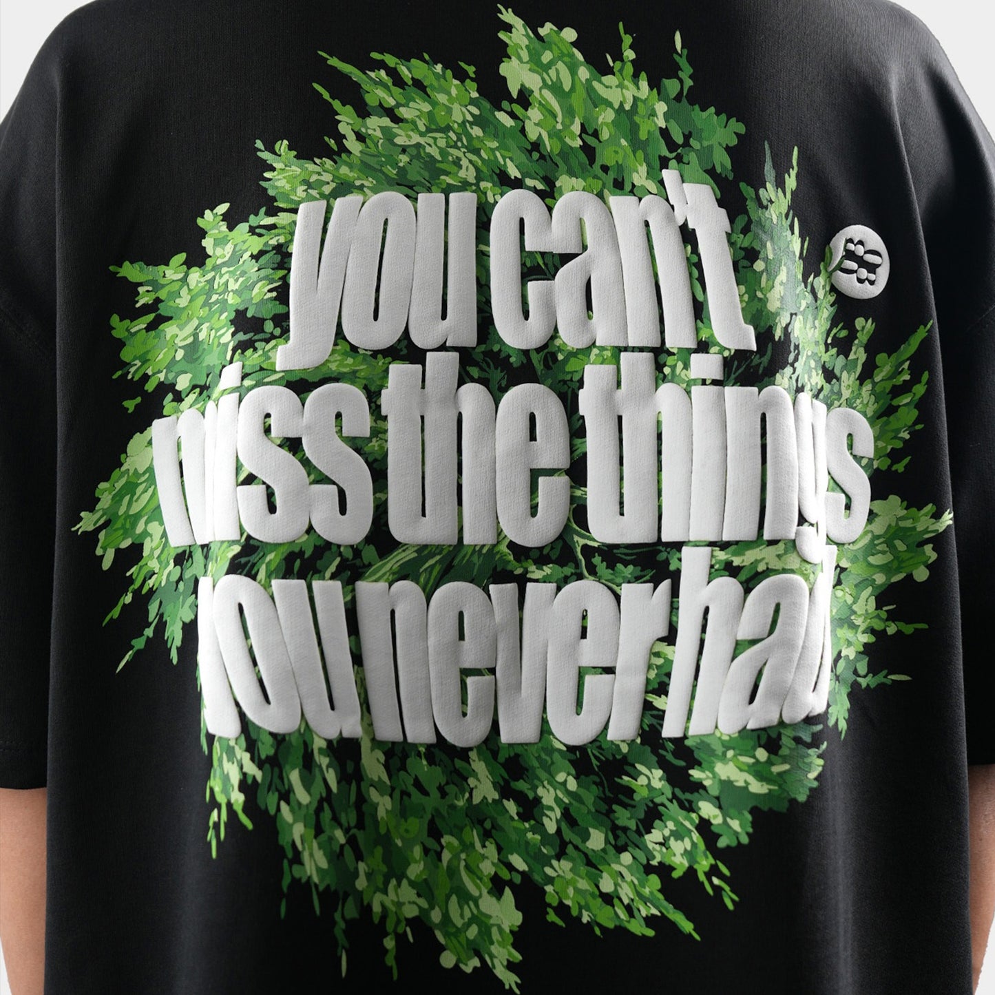 Luxury oversized black t-shirt with bold print