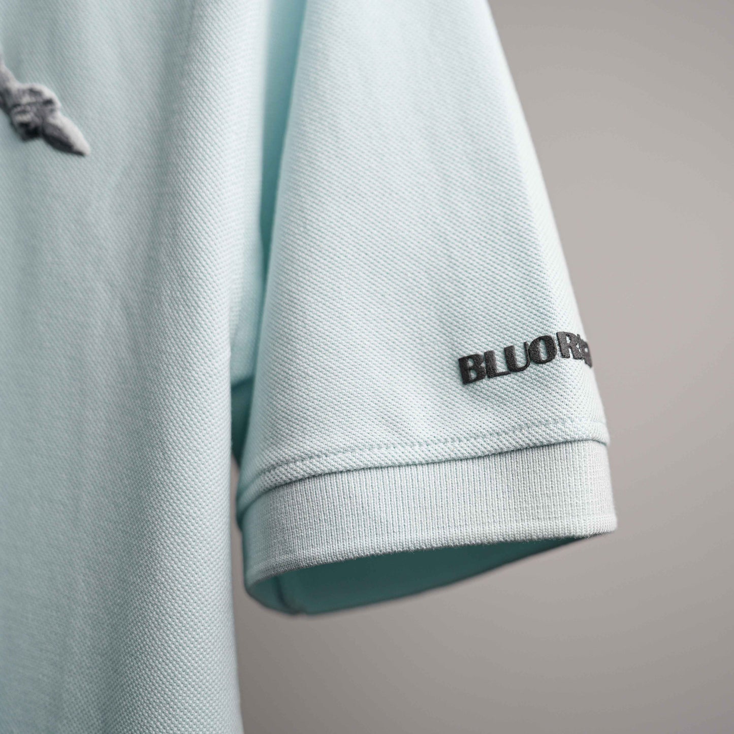 Oversized premium polo t-shirt sky-blue with bold print