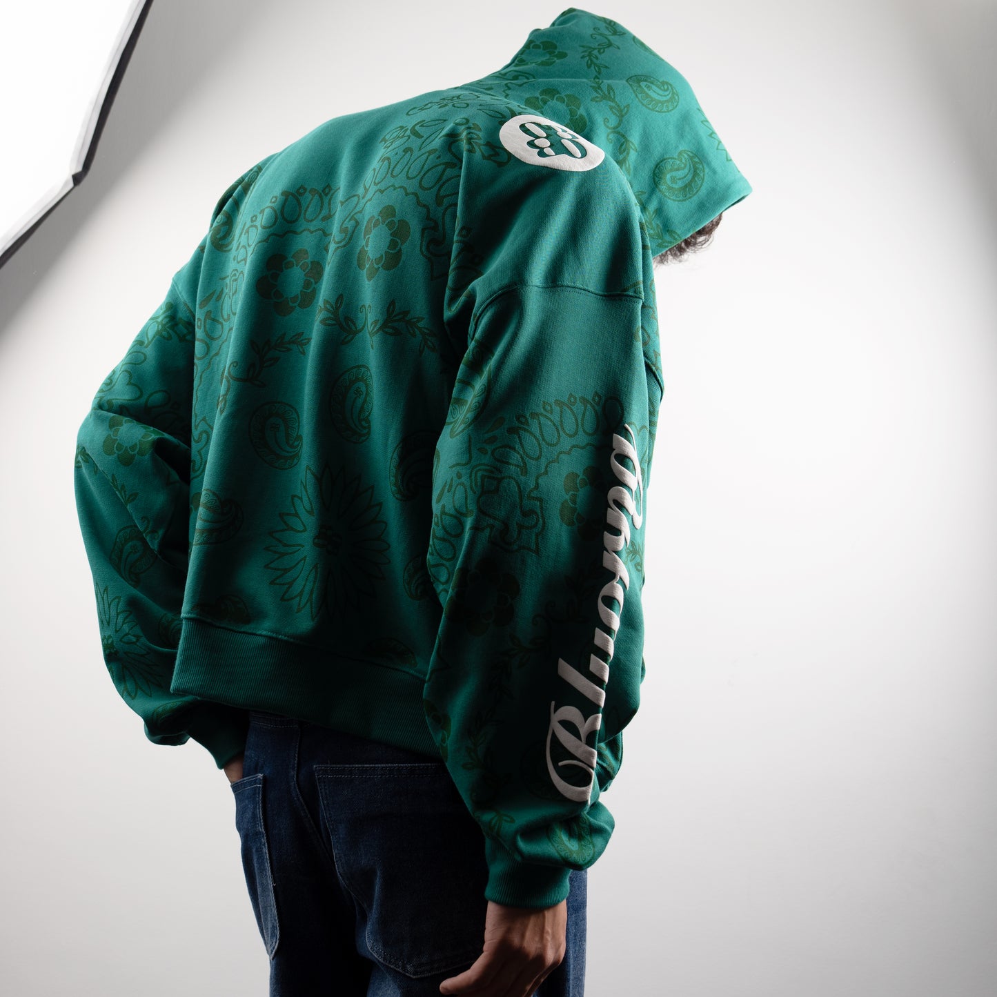 GREEN PAISLEY HOODIE