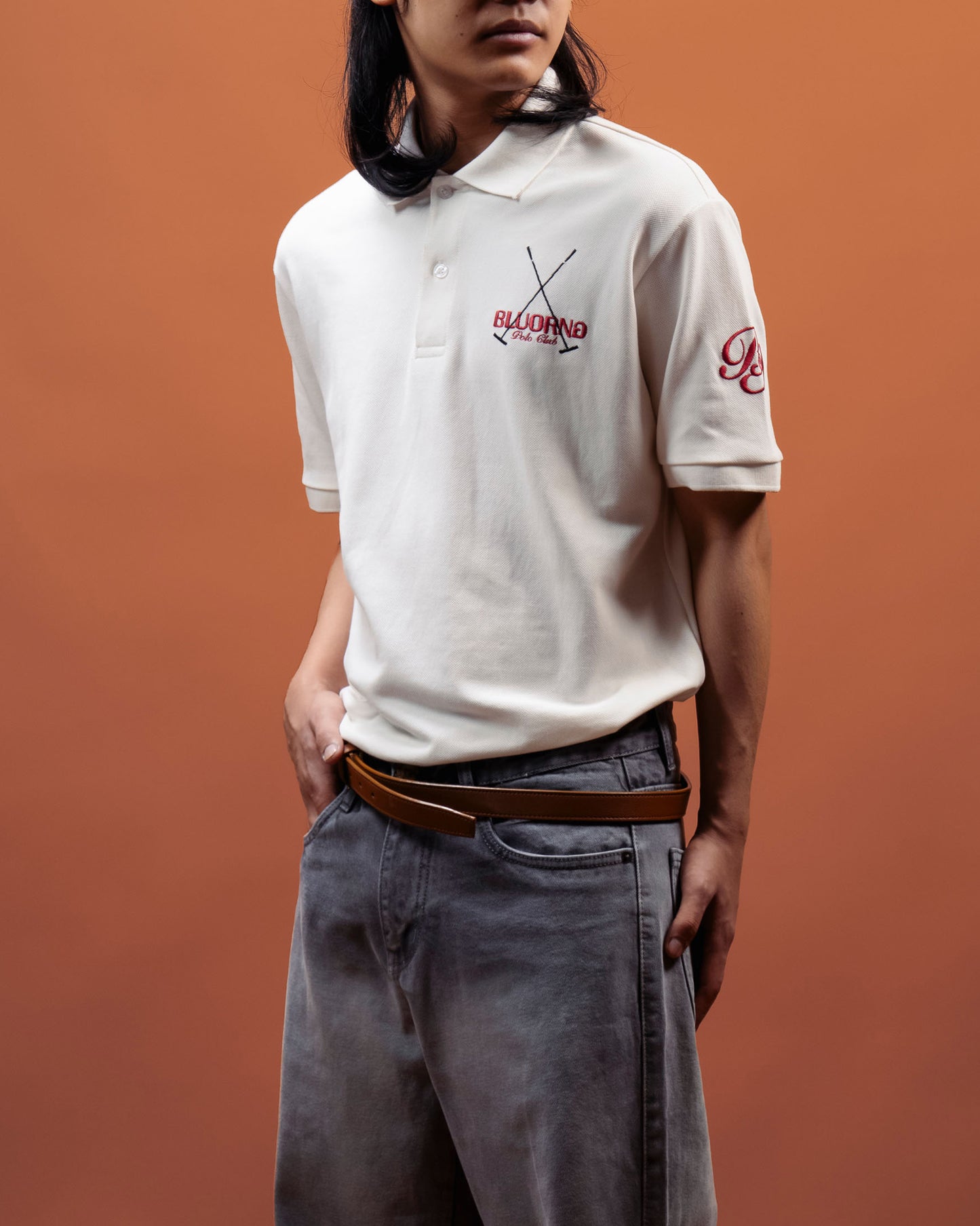 White Saddle League Polo T-Shirt