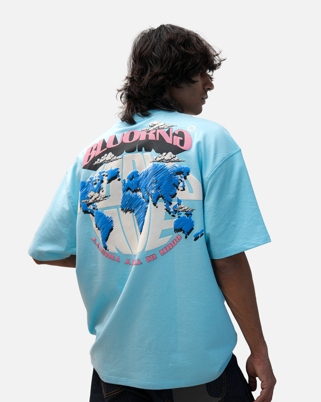 BLUE SCRIBBLE WORLDWIDE T-SHIRT