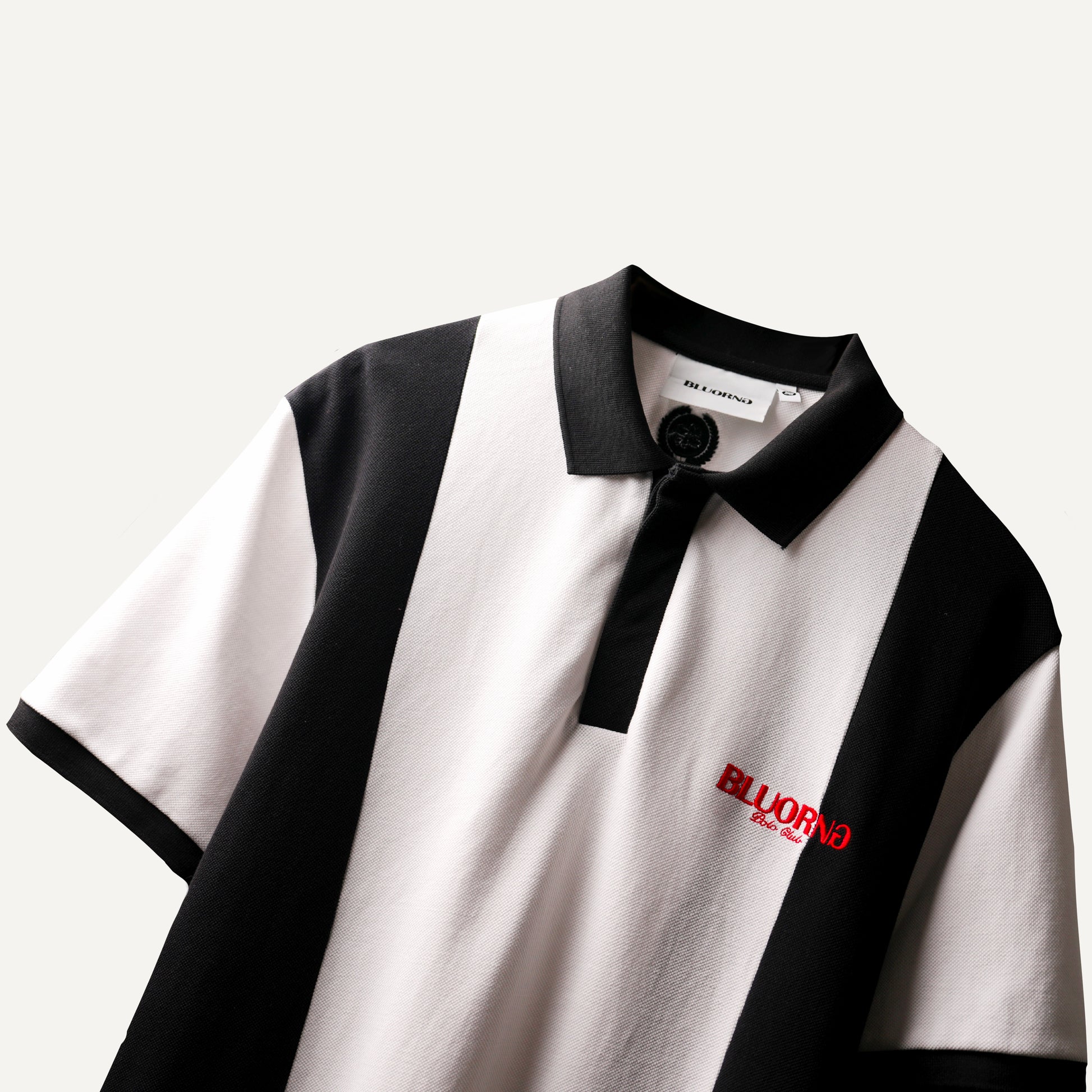 BLACK WHITE POLO T-SHIRT - OVERSIZED TEE