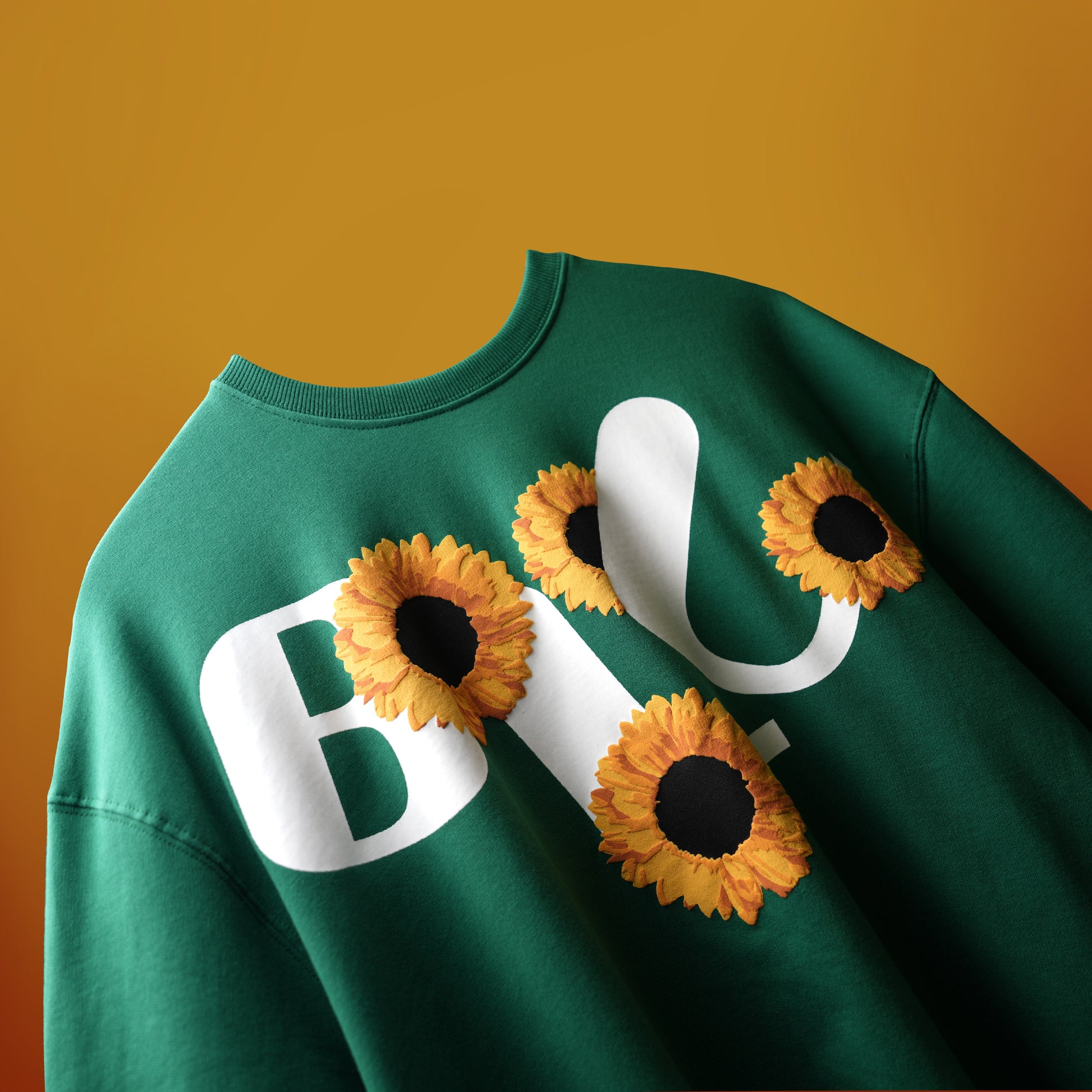 Green Sunflower Puff Screen Print T-Shirt