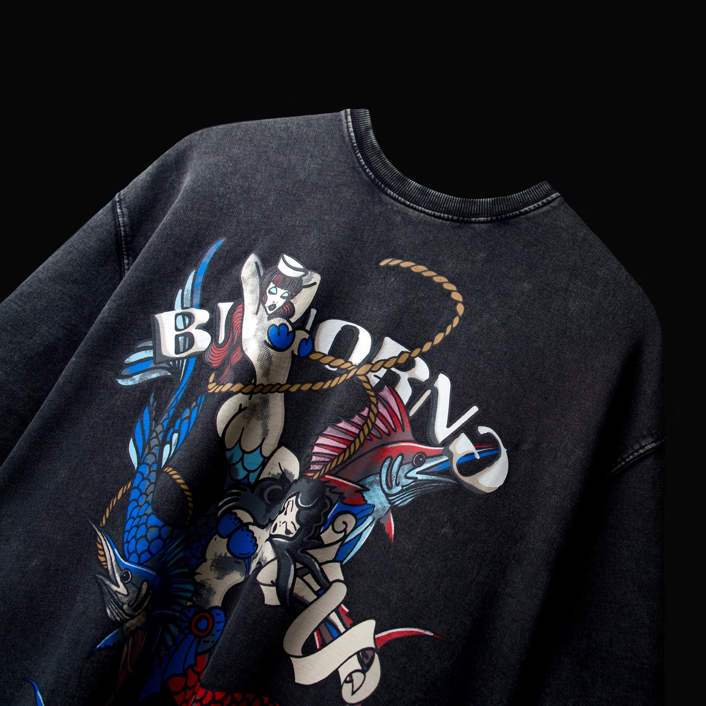 Stone wash premium oversized t-shirt with contrast front print