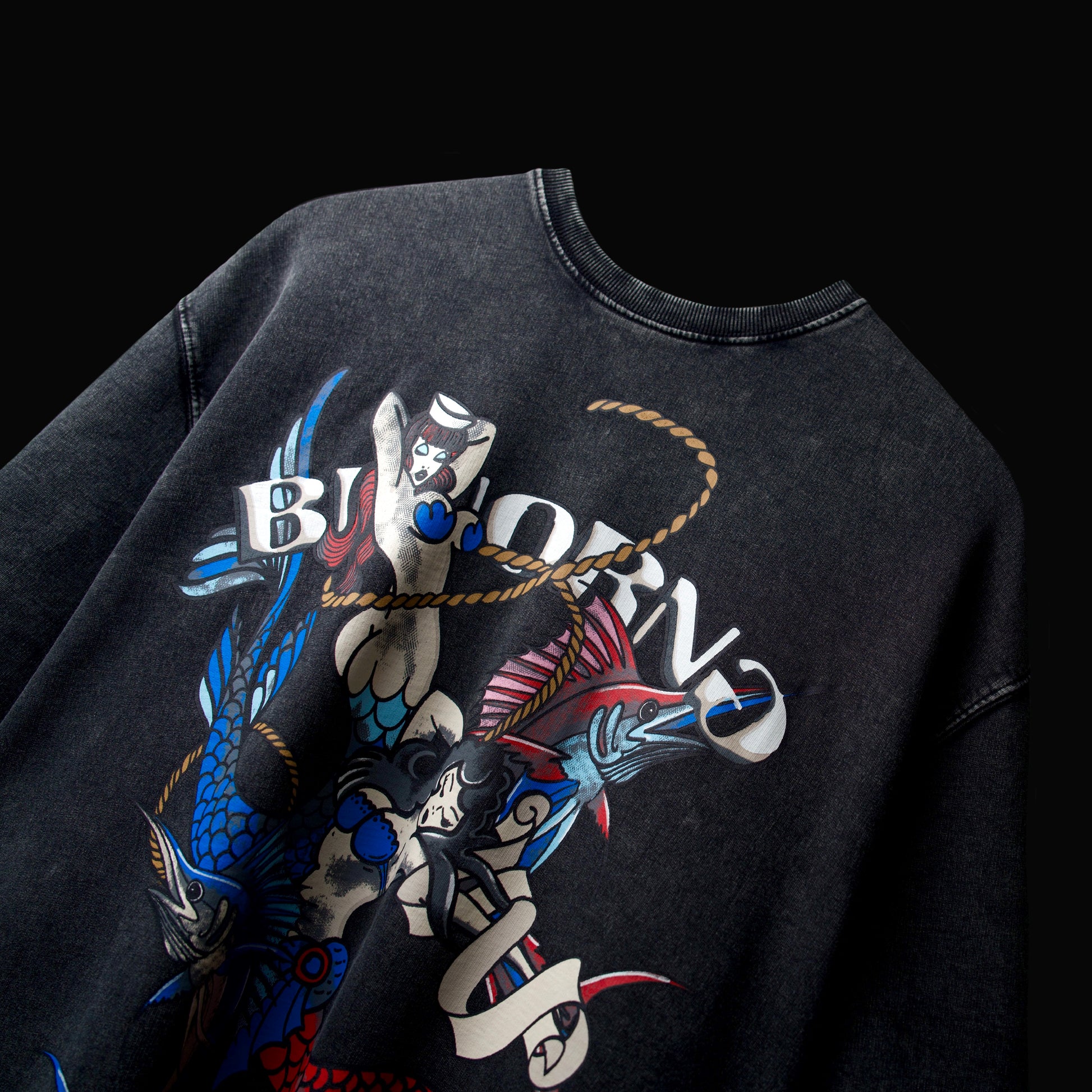 Stone wash premium oversized t-shirt with contrast front print