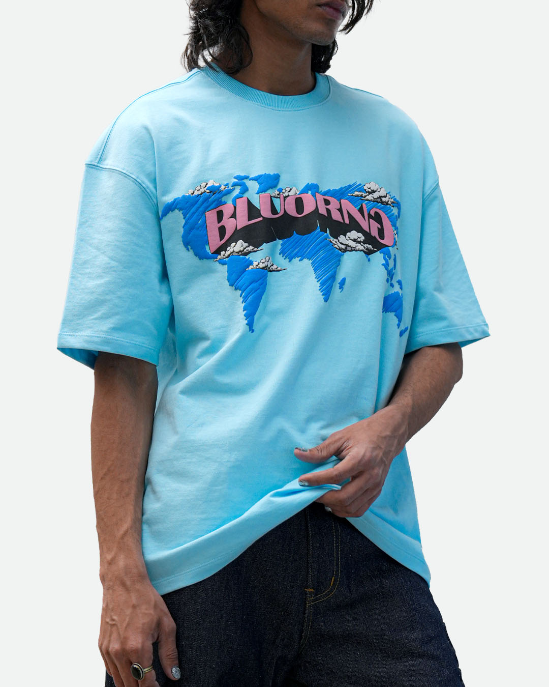 BLUE SCRIBBLE WORLDWIDE T-SHIRT