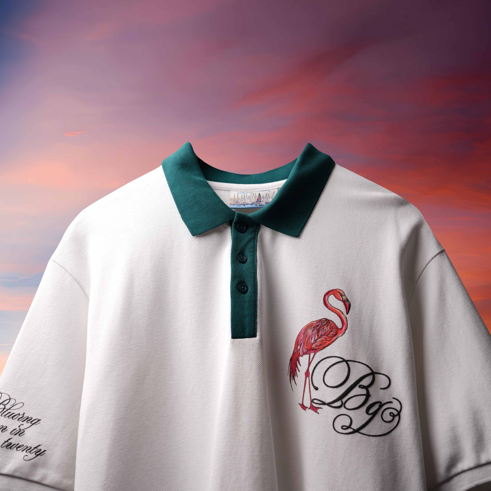 White Emerald Flamingo Premium Polo T-Shirt