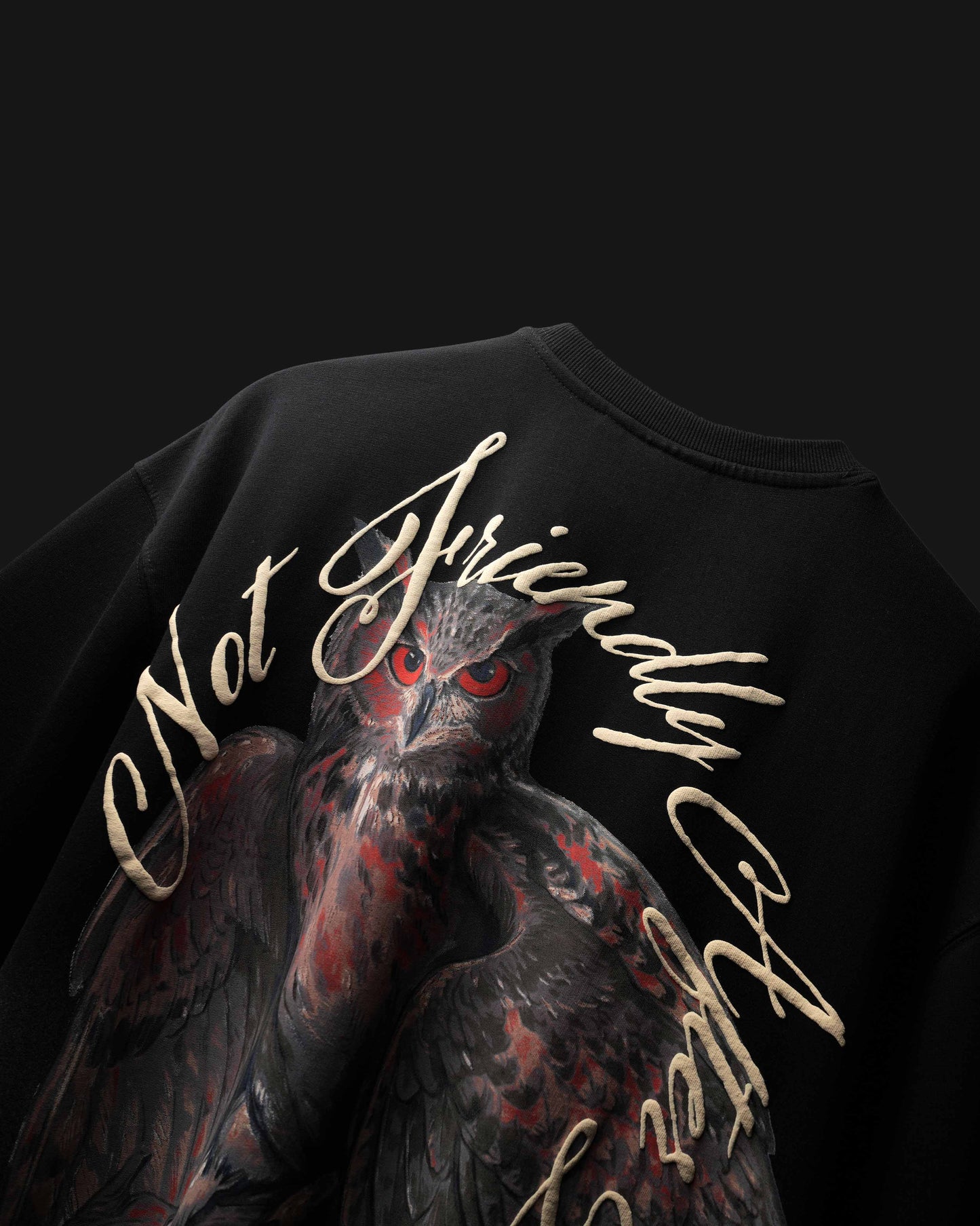 Black Phantom Owl Crew Neck T-Shirt