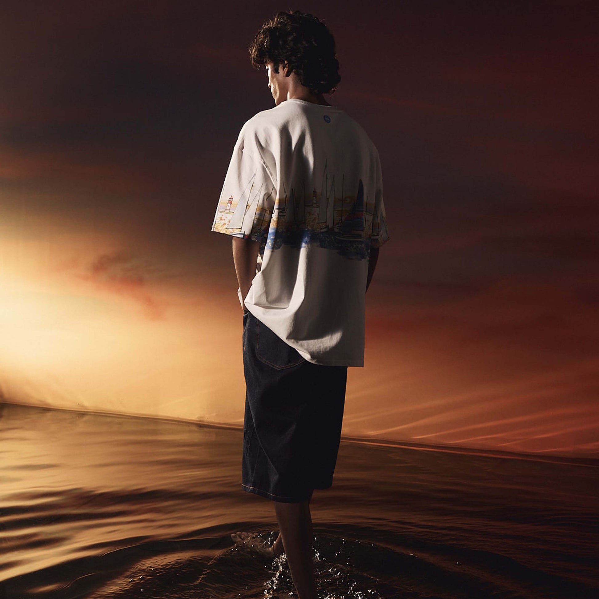 White Sail Set Half Sleeve T-Shirt