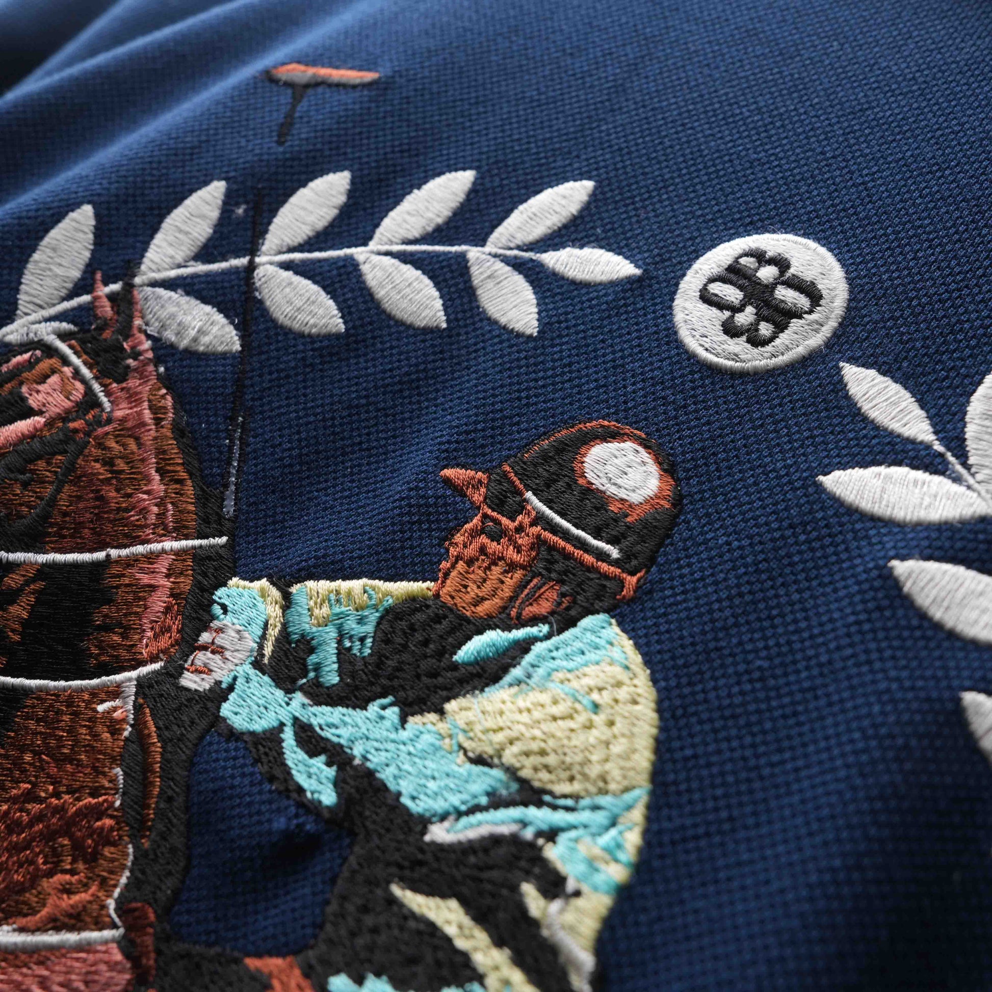 Navy Saddle League Cotton Pique Polo T-Shirt