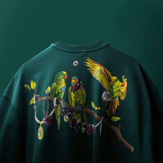 Premium Green Birds and Bling T-Shirt