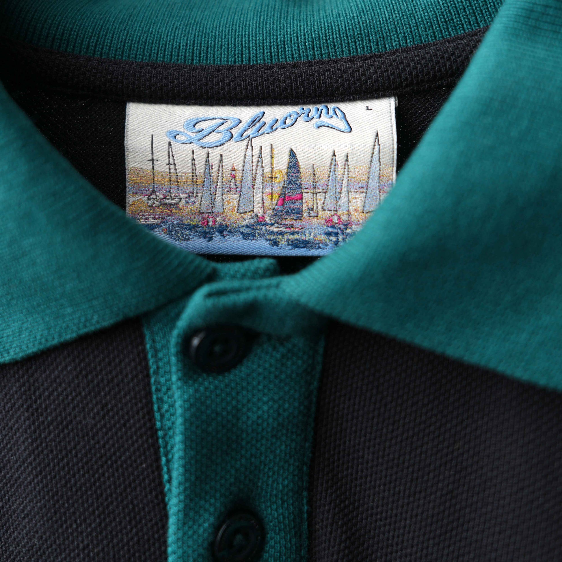 Black Emerald Flamingo Collar Neck Polo T-Shirt