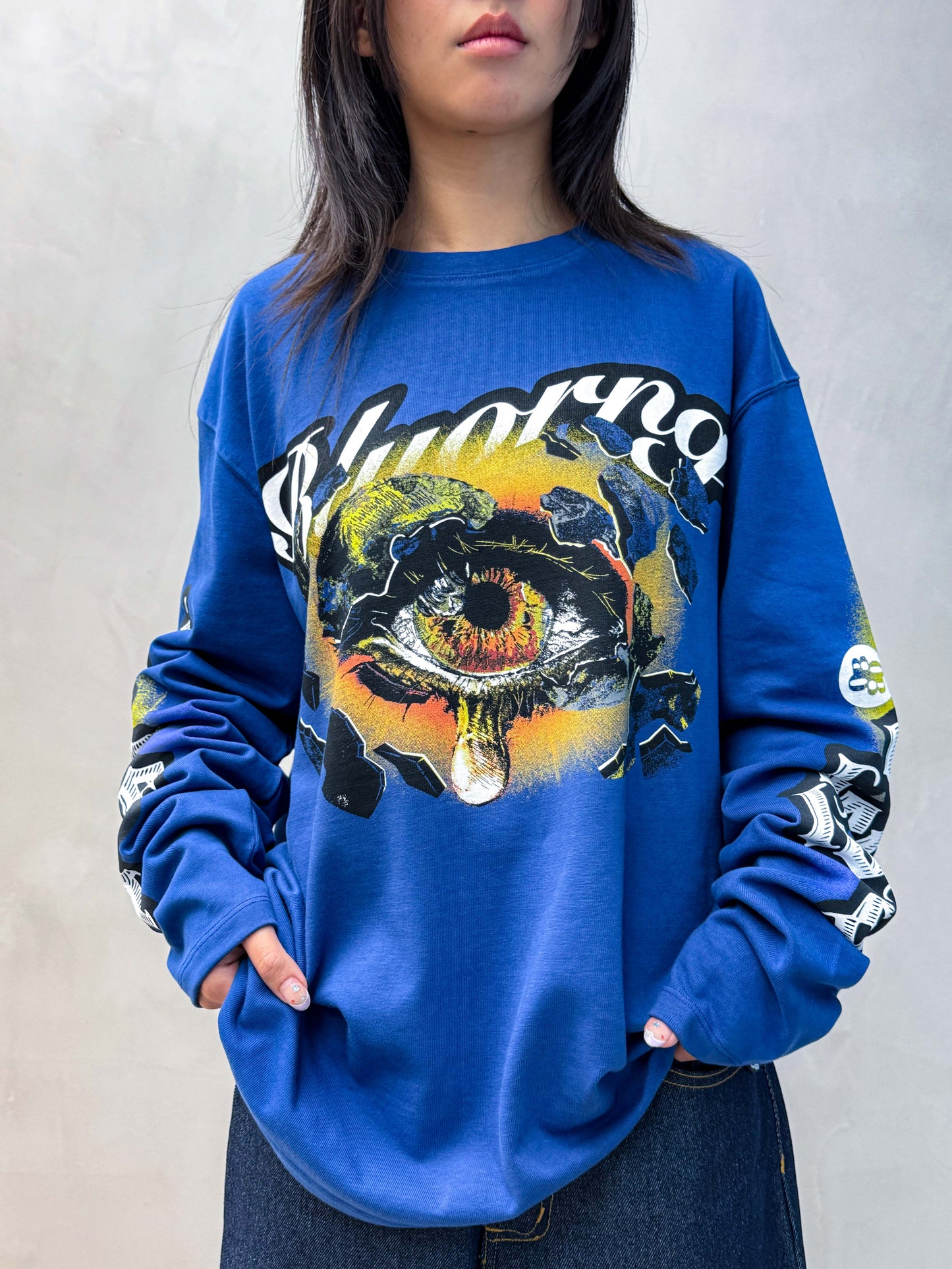 Blue oversized streetwear full-sleeve tee premium