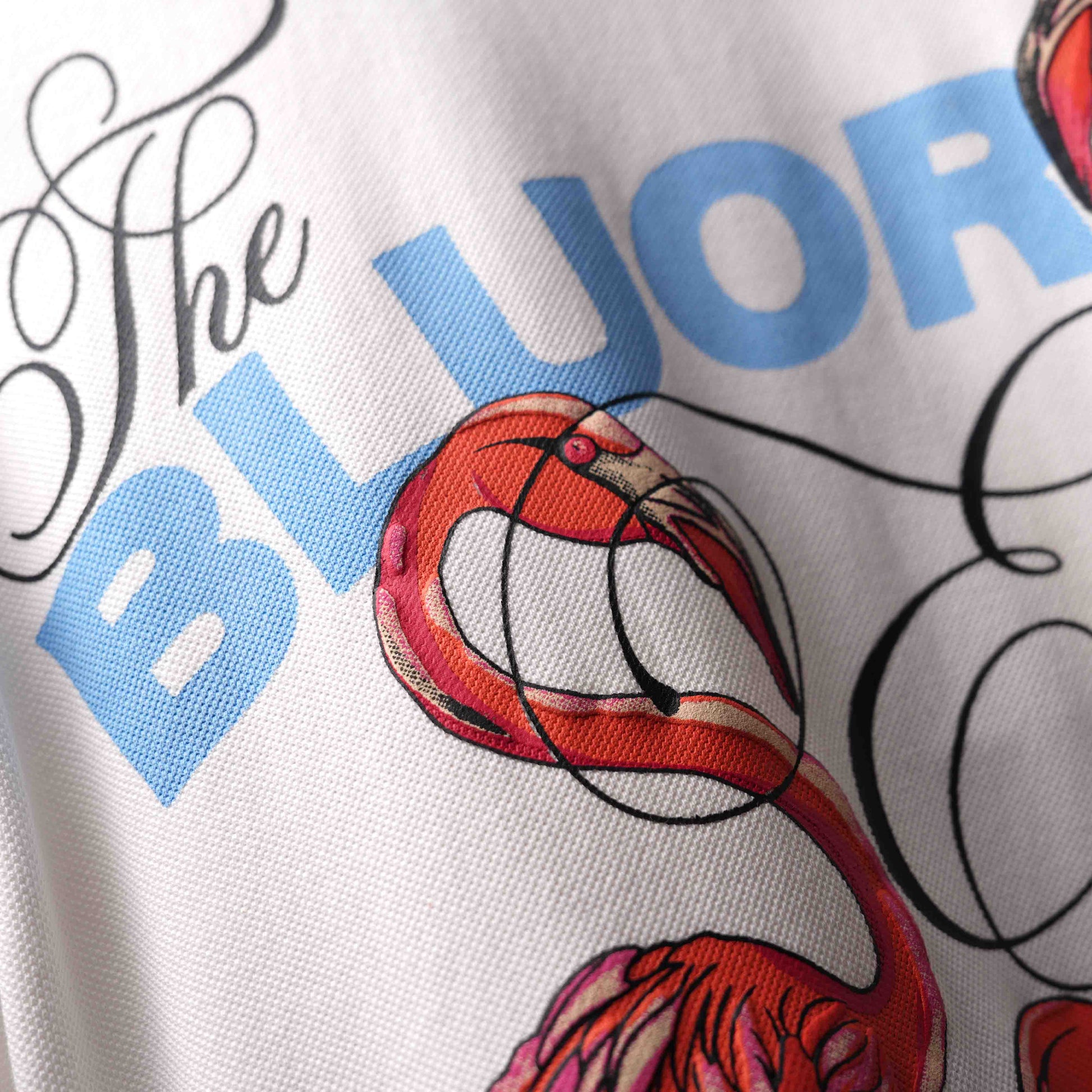 White Emerald Flamingo Cotton PIQUE Polo T-Shirt