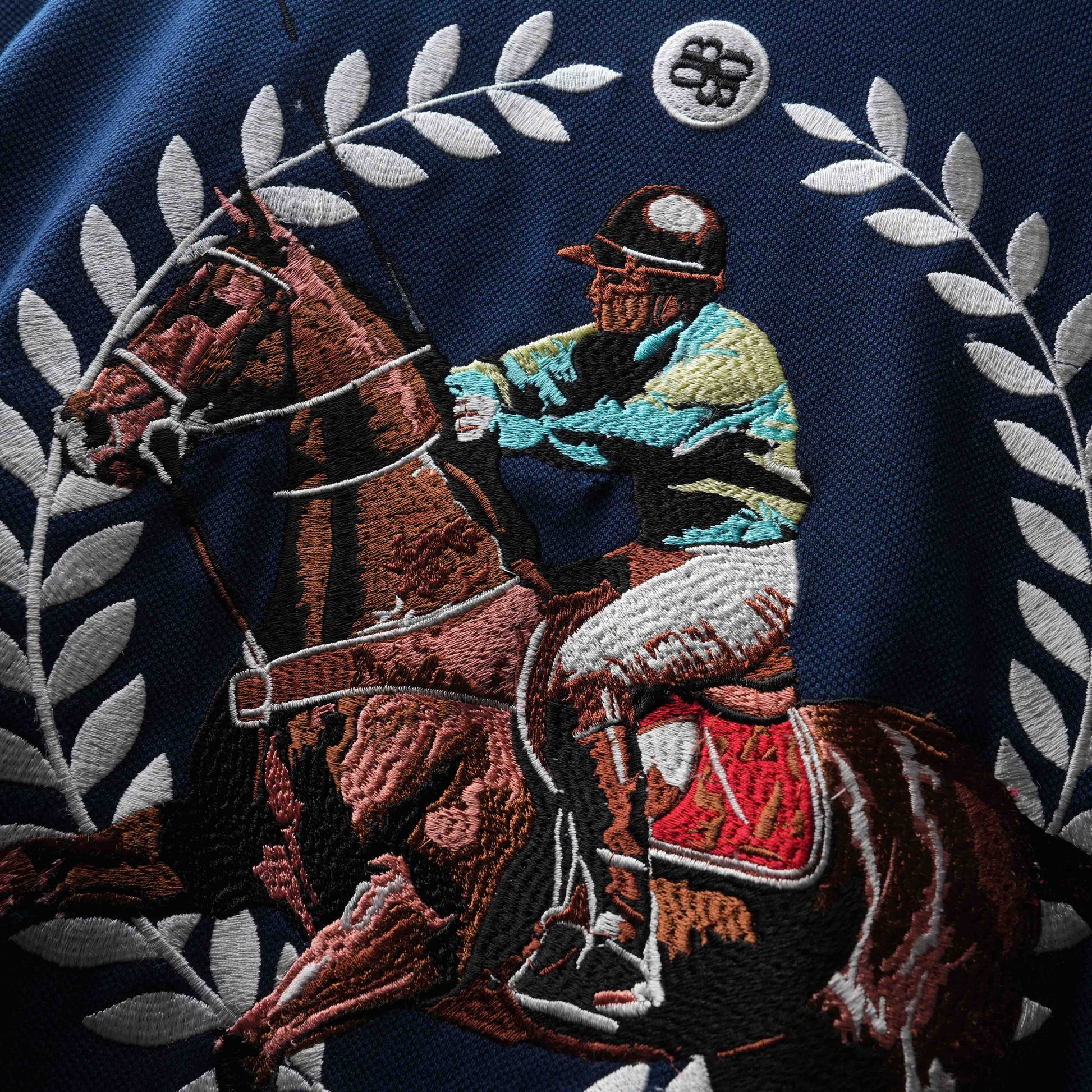 Navy Saddle League Embroidery Designed Polo T-Shirt