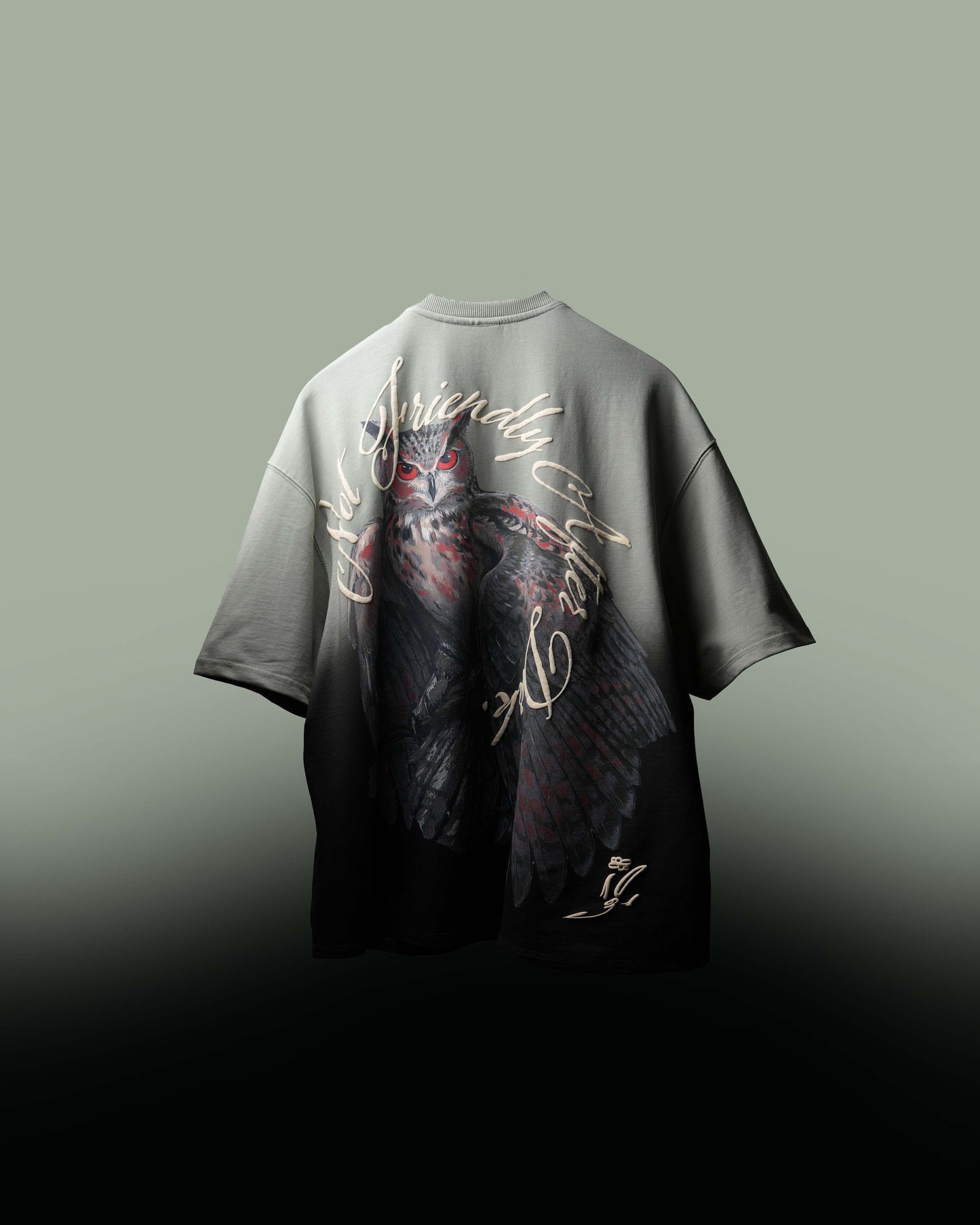 Green Phantom Owl T-Shirt - Back Print