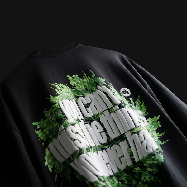 Black premium oversized t-shirt front puff print