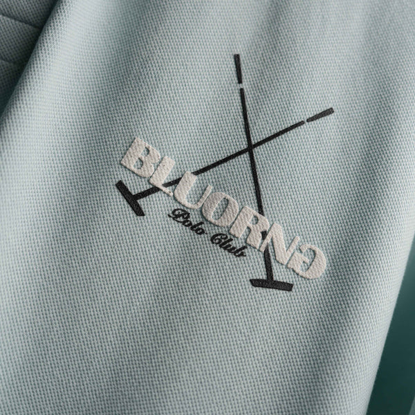 Premium sky-blue oversized polo cotton with puff design