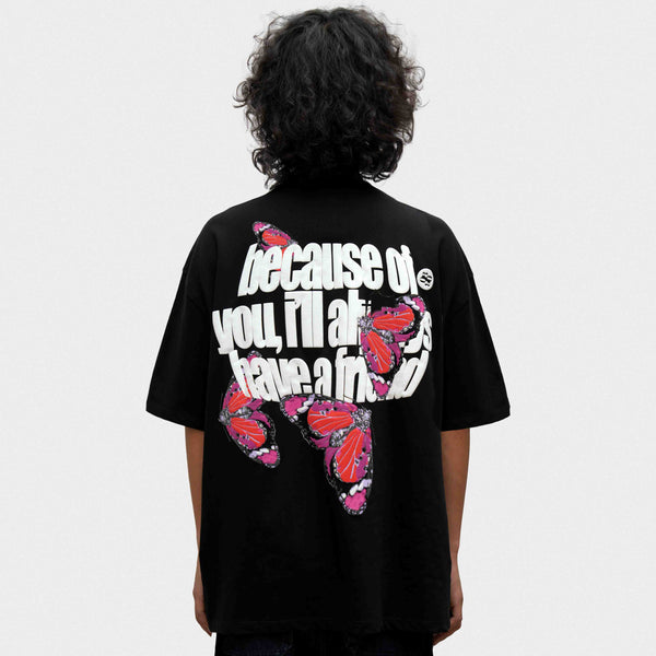 Oversized black t-shirt premium puff print