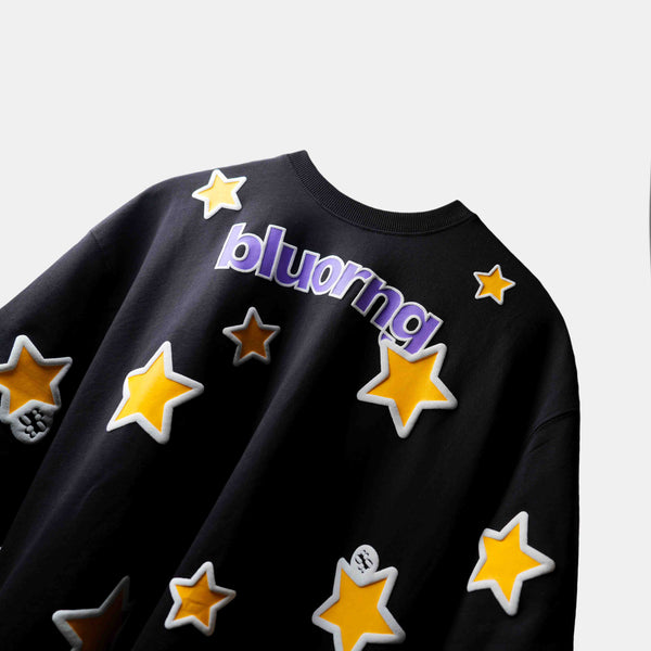 Black premium oversized t-shirt with star puff print