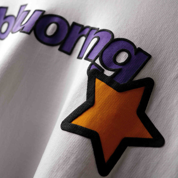 White oversized streetwear t-shirt with puff graphics