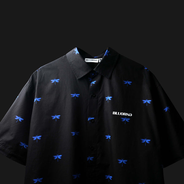 BLACK DRAGONFLY SHIRT - Black Half Sleeve Shirt