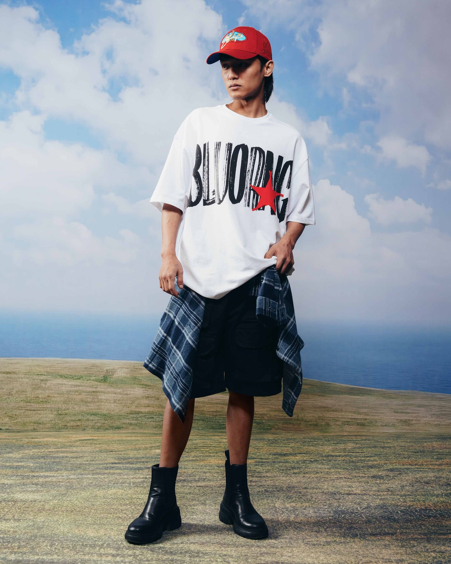 White BG Star T-Shirt - Oversized Tee