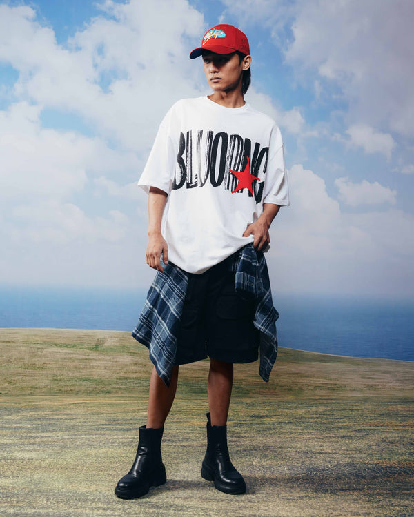 White BG Star T-Shirt - Oversized Tee