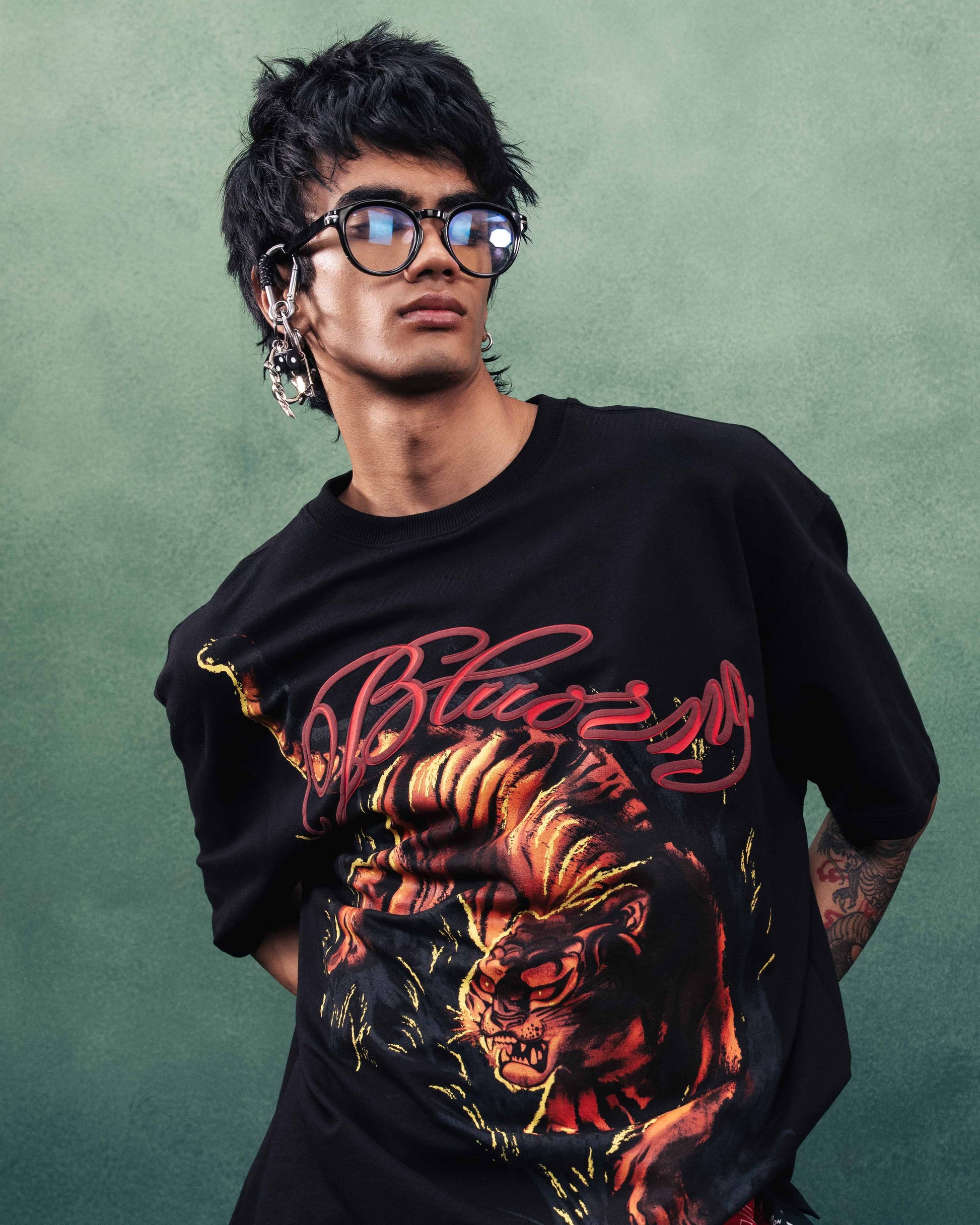 Luxury Printed  Black T-Shirt