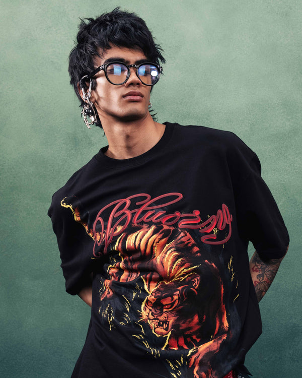 Luxury Printed  Black T-Shirt