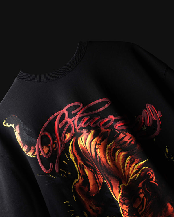 Round Neck Black Tiger Fury T-Shirt