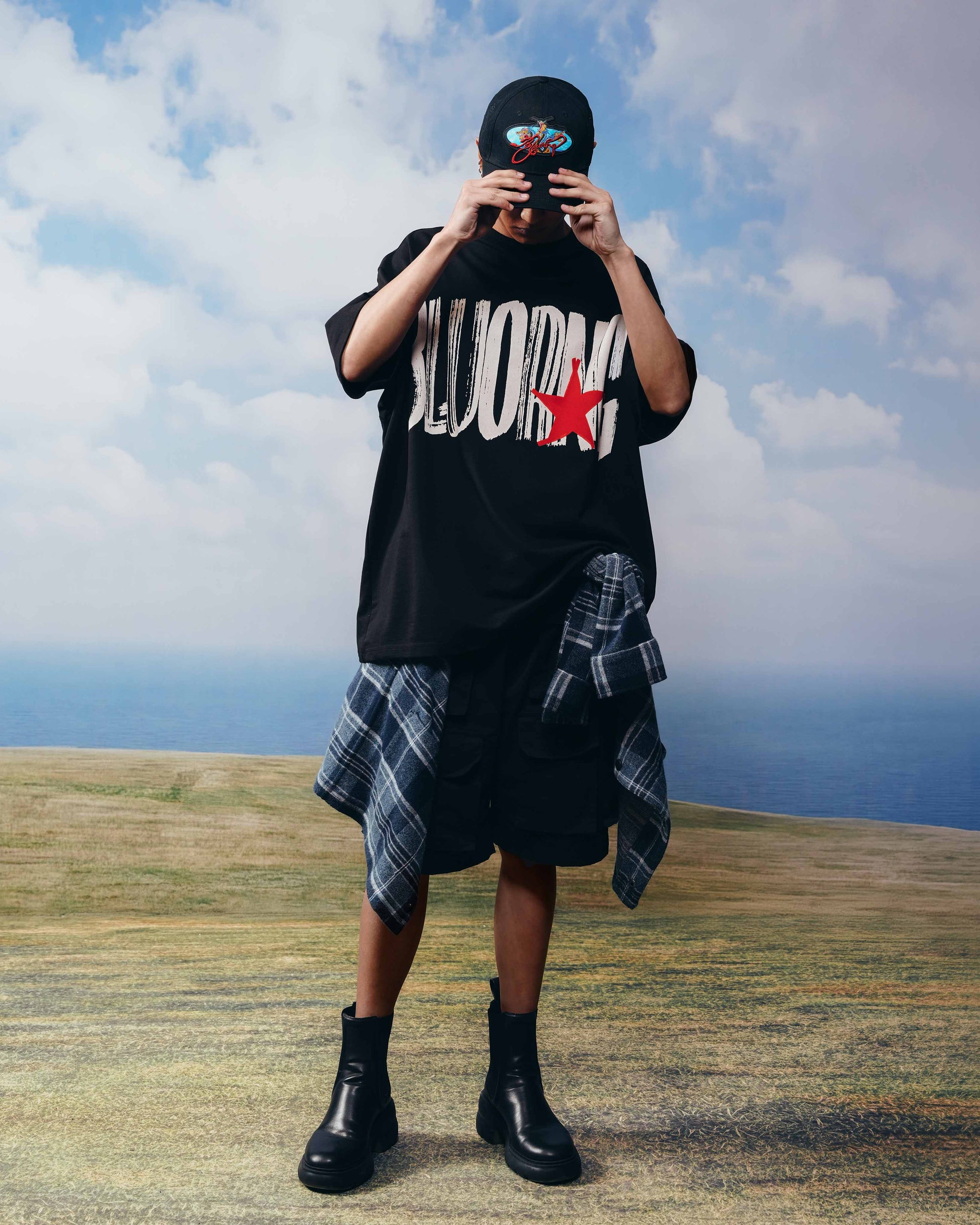 Black BG Star T-Shirt - Sand Wash