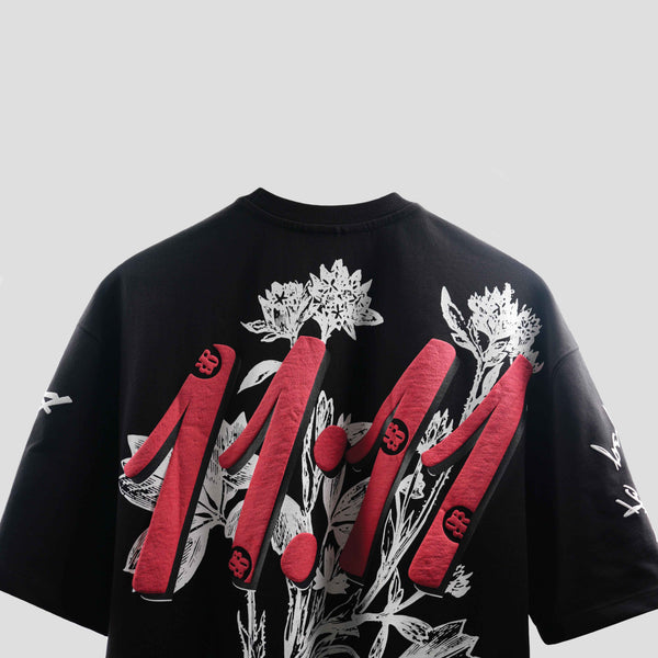 Black oversized streetwear t-shirt with Eleven-Eleven print
