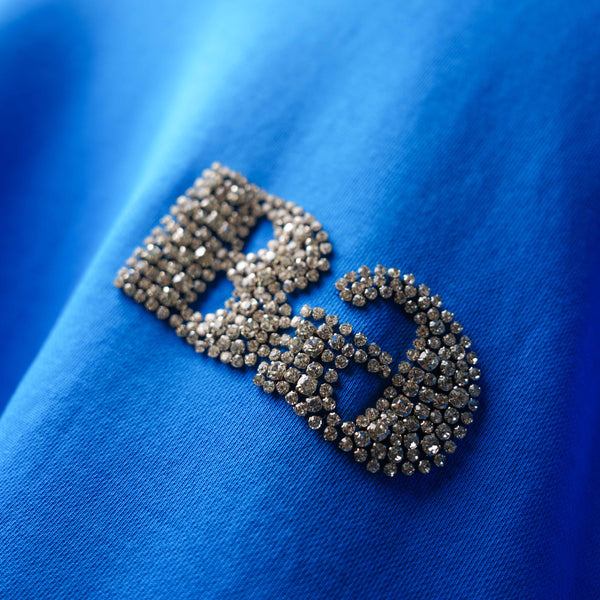 Royal Blue Crystal Embroidered Studs T-Shirt