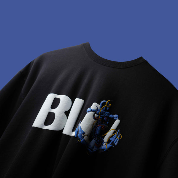 Black Anchor Rib Neck T-Shirt