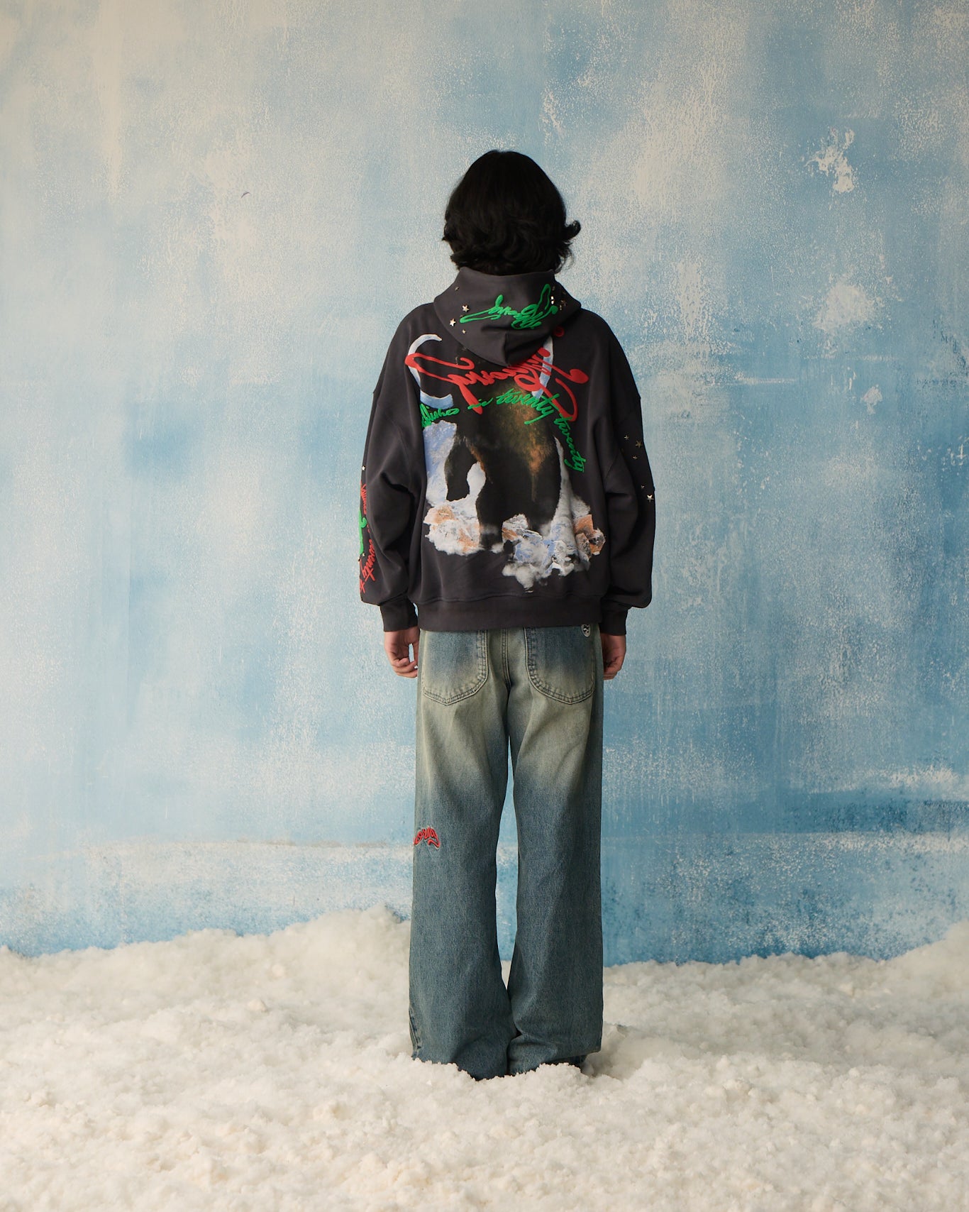 GREY STAR STUDDED HOODIE