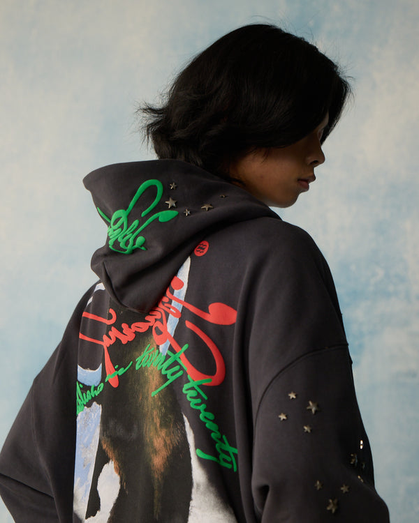 Grey Star Studded Hoodie