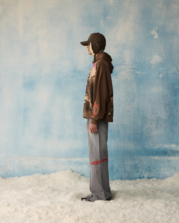 Brown Star Studded Hoodie