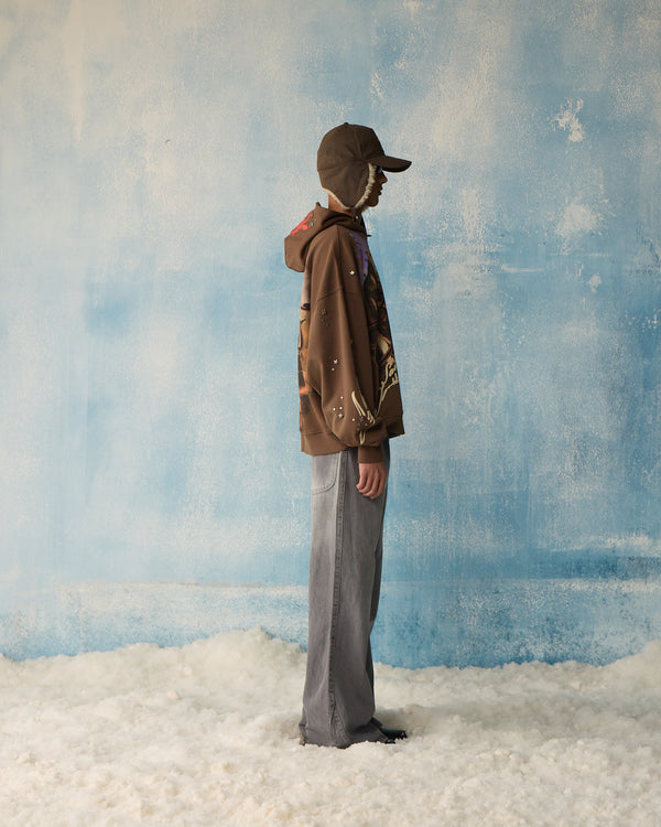 Brown Star Studded Hoodie