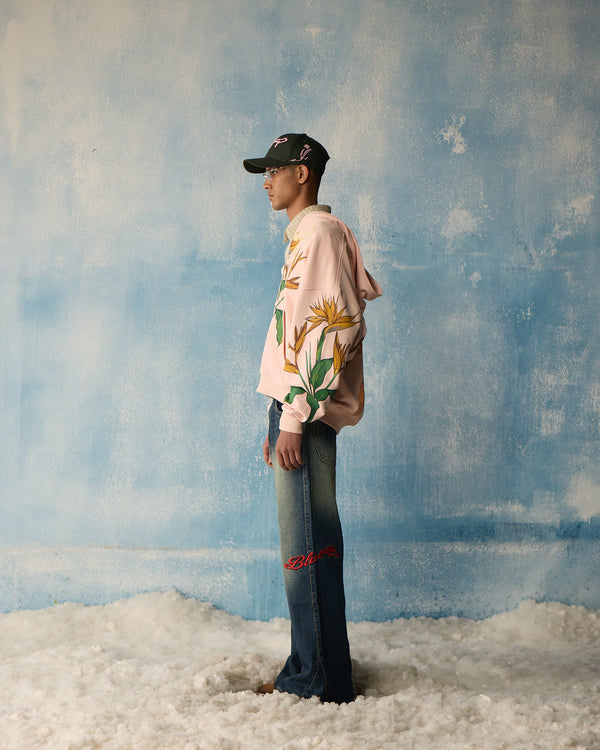 Pink Birds Of Paradise Zipper Hoodie