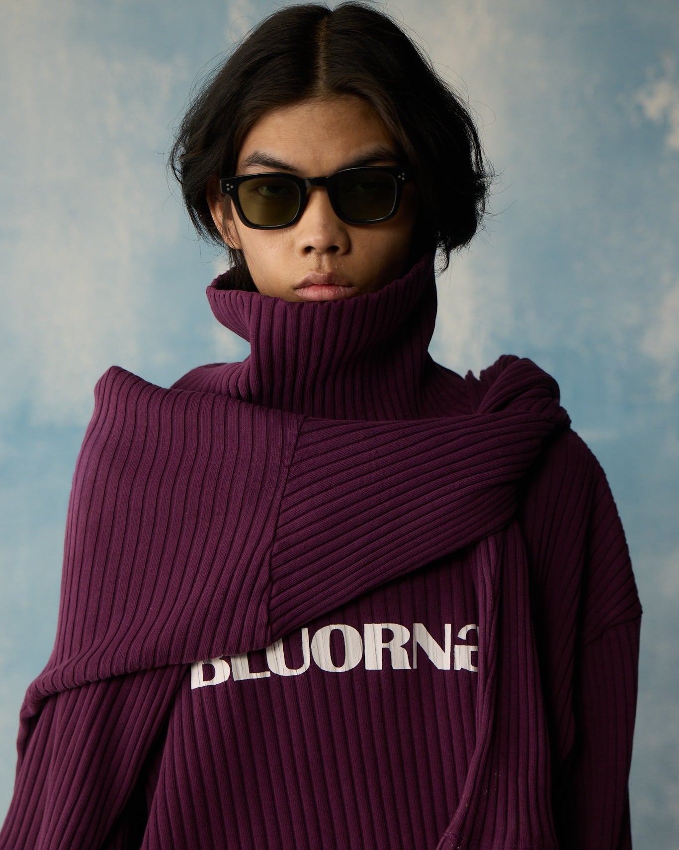 Maroon High Neck Rib Full Sleeve