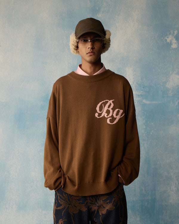 Brown Script Knit