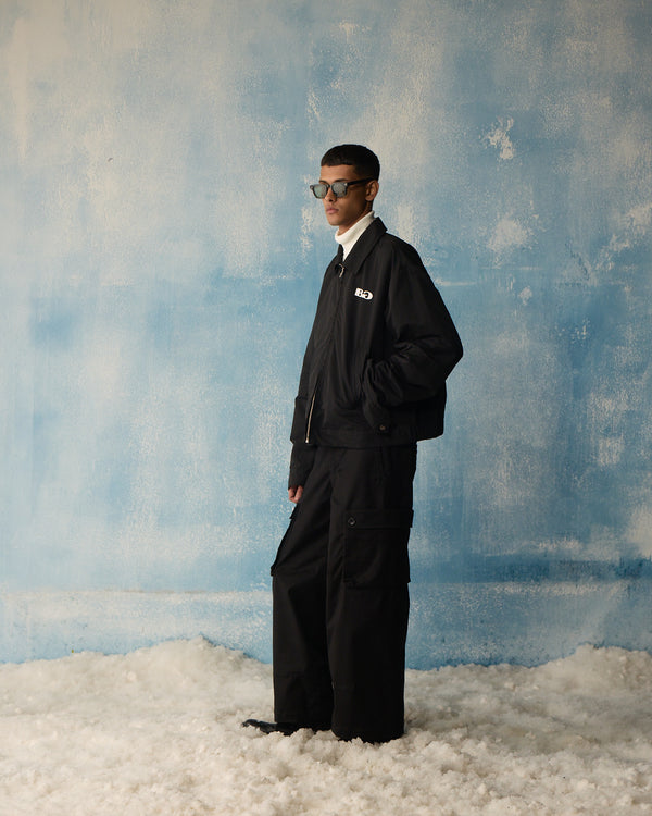 Black Boxy Utility Jacket