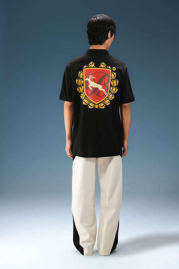 Black Noble Stag Polo T-Shirt