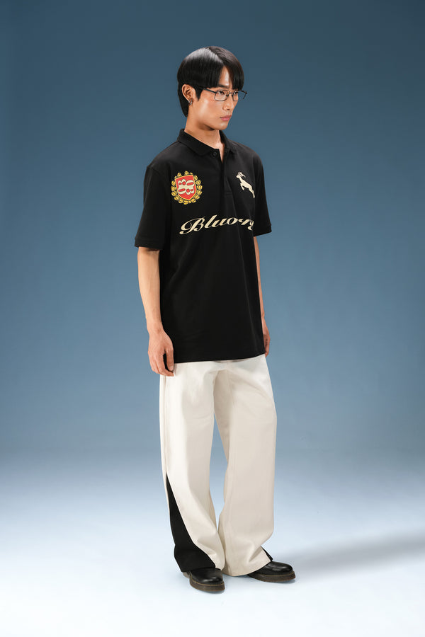 Black Noble Stag Polo T-Shirt