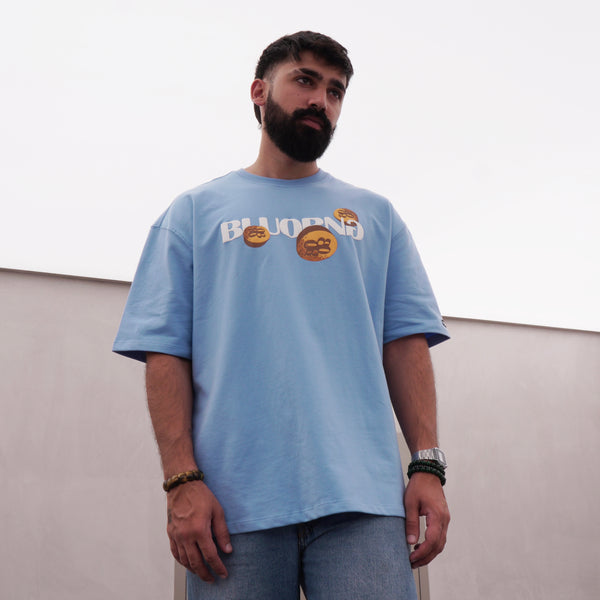 MODEL WEARING BLU TREASURE T-SHIRT  