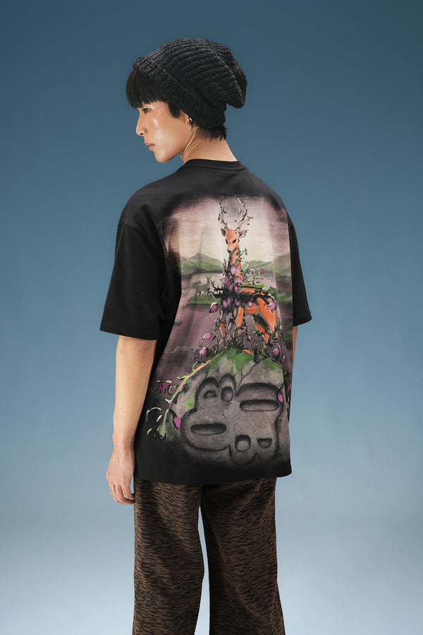 Black Stag Bloom T-Shirt