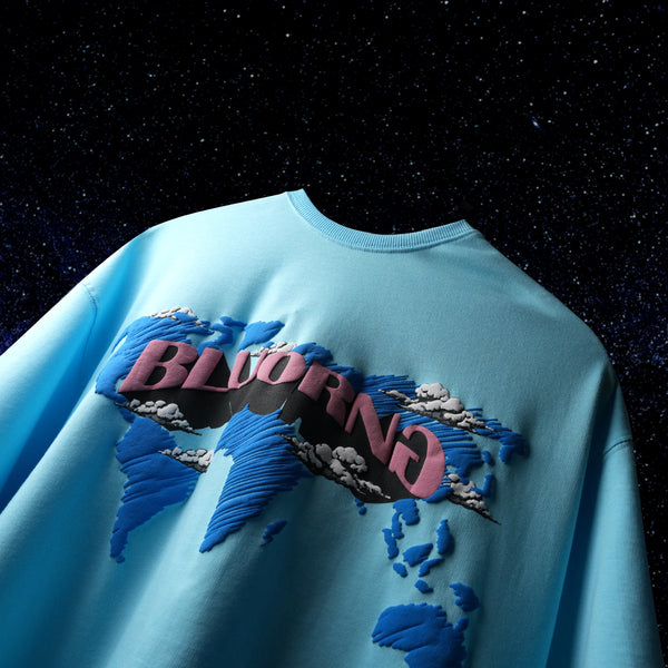 BLUE SCRIBBLE WORLDWIDE T-SHIRT - Oversized T-Shirt