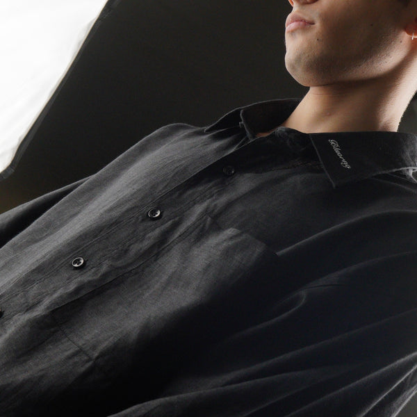 BLACK LINEN SHIRT