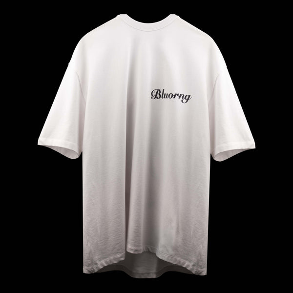 White premium oversized cotton t-shirt statement print Fang